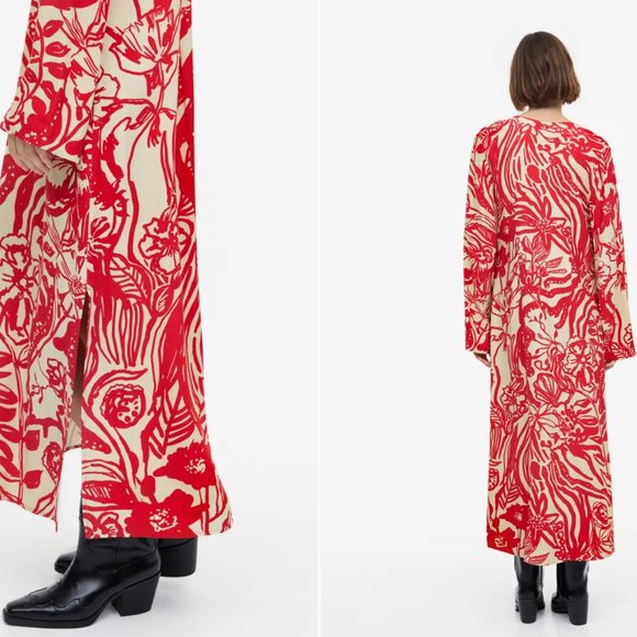 H&M Patterned Tie-detail Dress - Picture 8 of 16